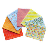 Tissu en coton imprimé CraftsFabrics, lot de 7, motifs orange et blanc